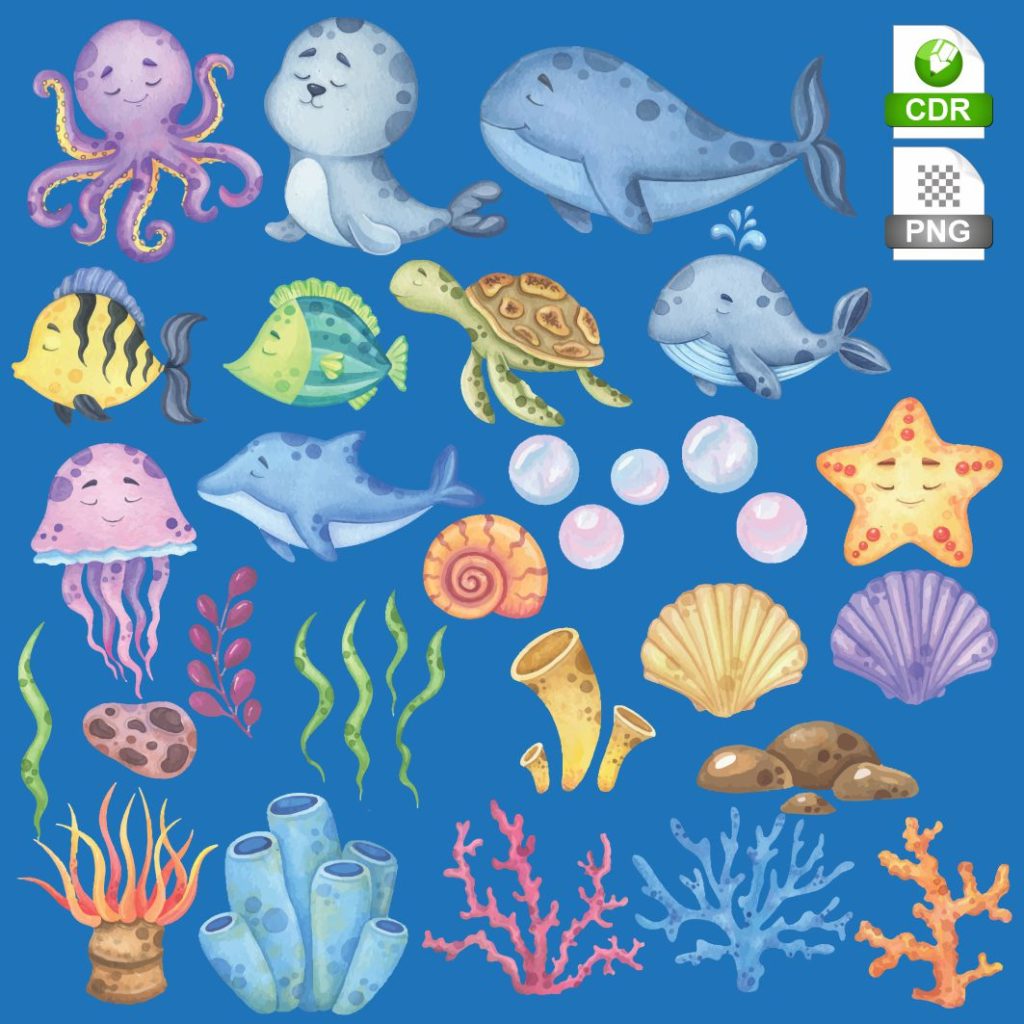 Fundo do Mar Aquarela 001 – Arte Digital Shop